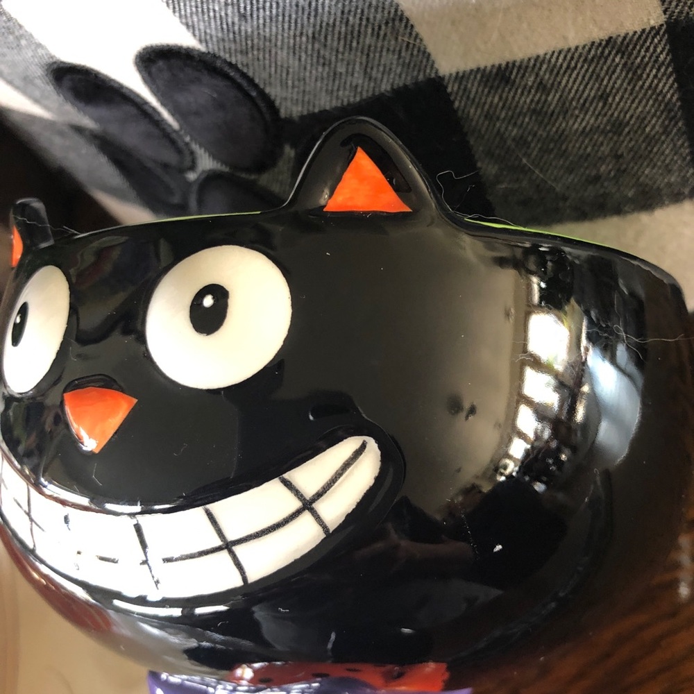 Halloween Black Cat Candy Bowl Dish Beer Mug - Picture 4 of 16